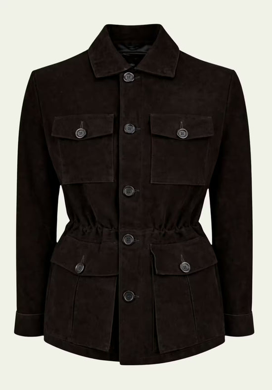 Herren Lederjacke in Schwarz – Safari-Klassiker mit Stil