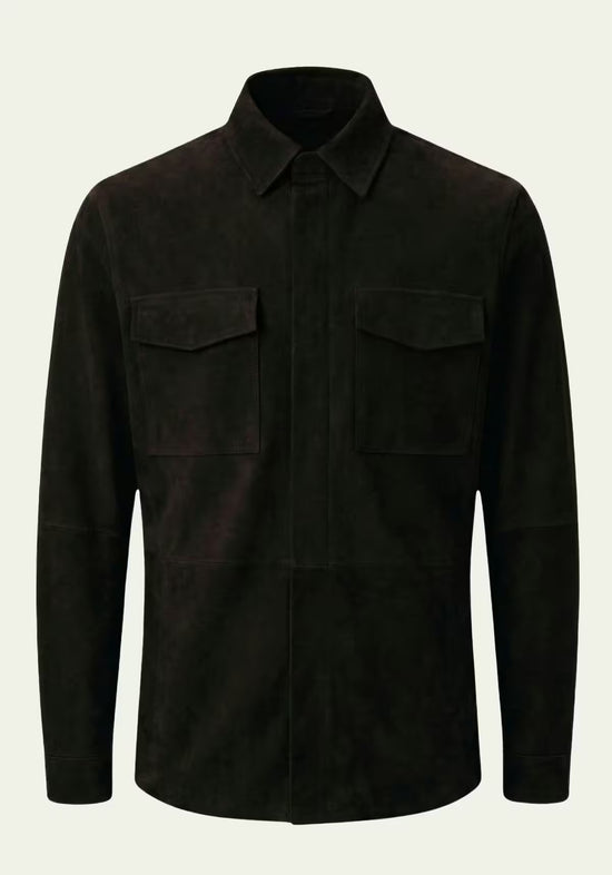 Herren Veloursleder-Jacke in Schwarz – Zeitlose Eleganz