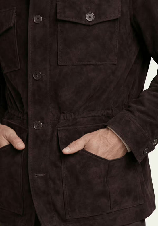 Herren Lederjacke in Schwarz – Safari-Klassiker mit Stil