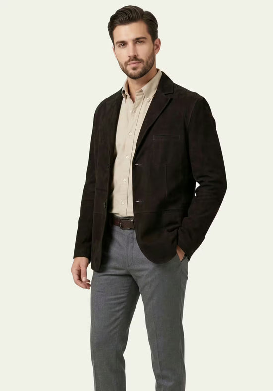 Herren Jacke aus Lammveloursleder im Blazer-Cut