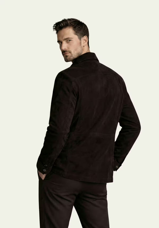 Herren Lederjacke in Schwarz – Safari-Klassiker mit Stil