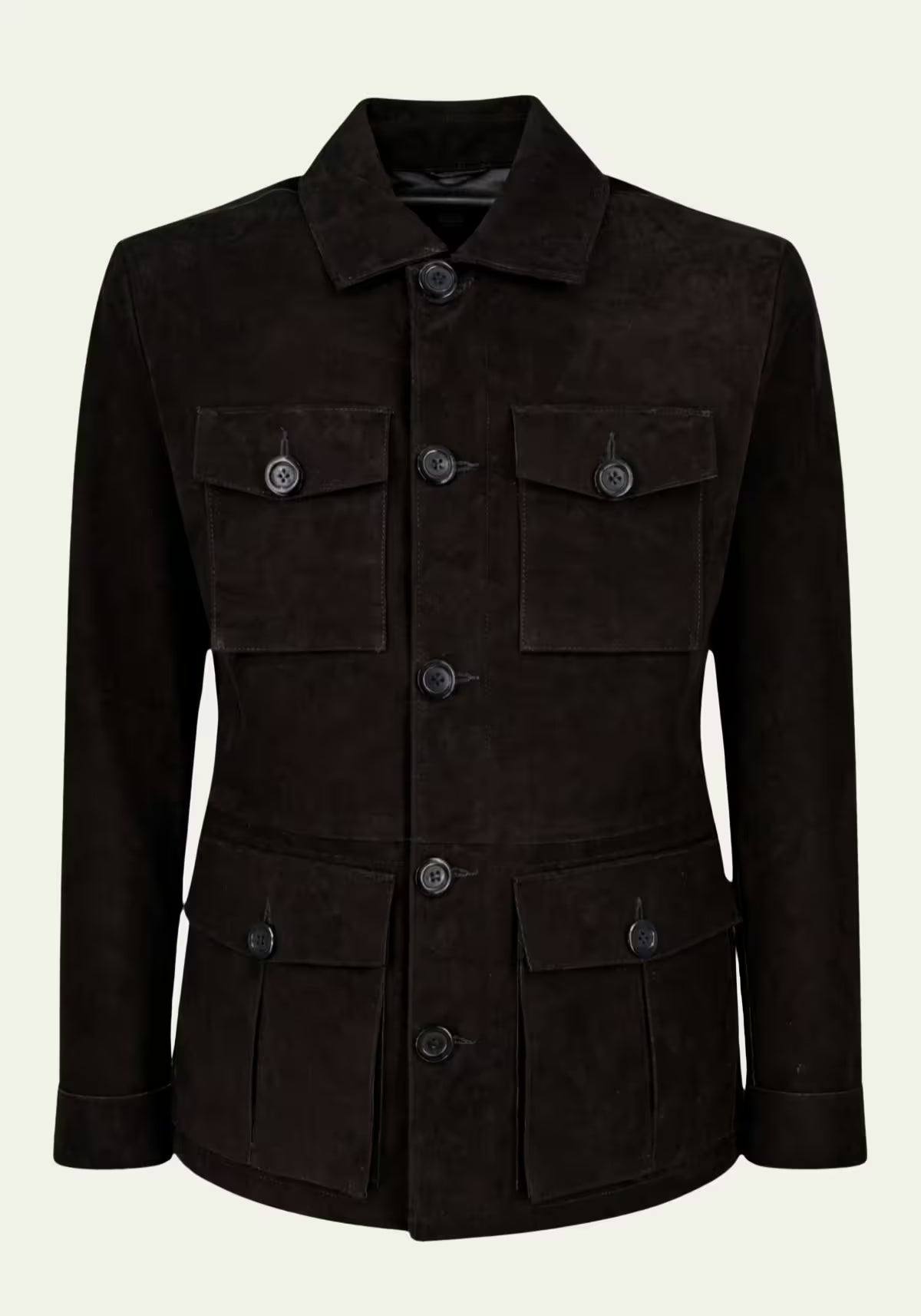Herren Lederjacke in Schwarz – Safari-Klassiker mit Stil