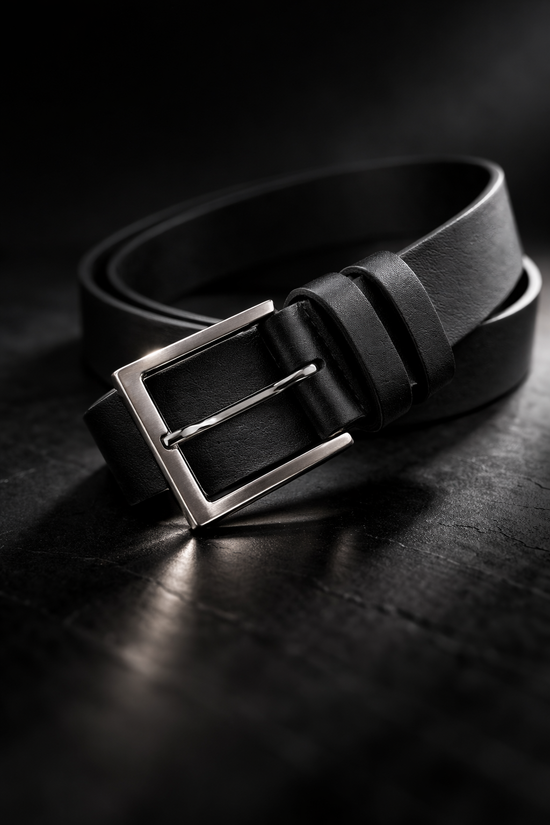 Pasek skórzany czarny z premium bawolej skóry Unisex