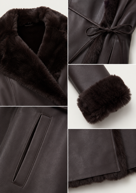 Exklusiver Toscana Lammfellmantel Braun – Premium Luxusmantel