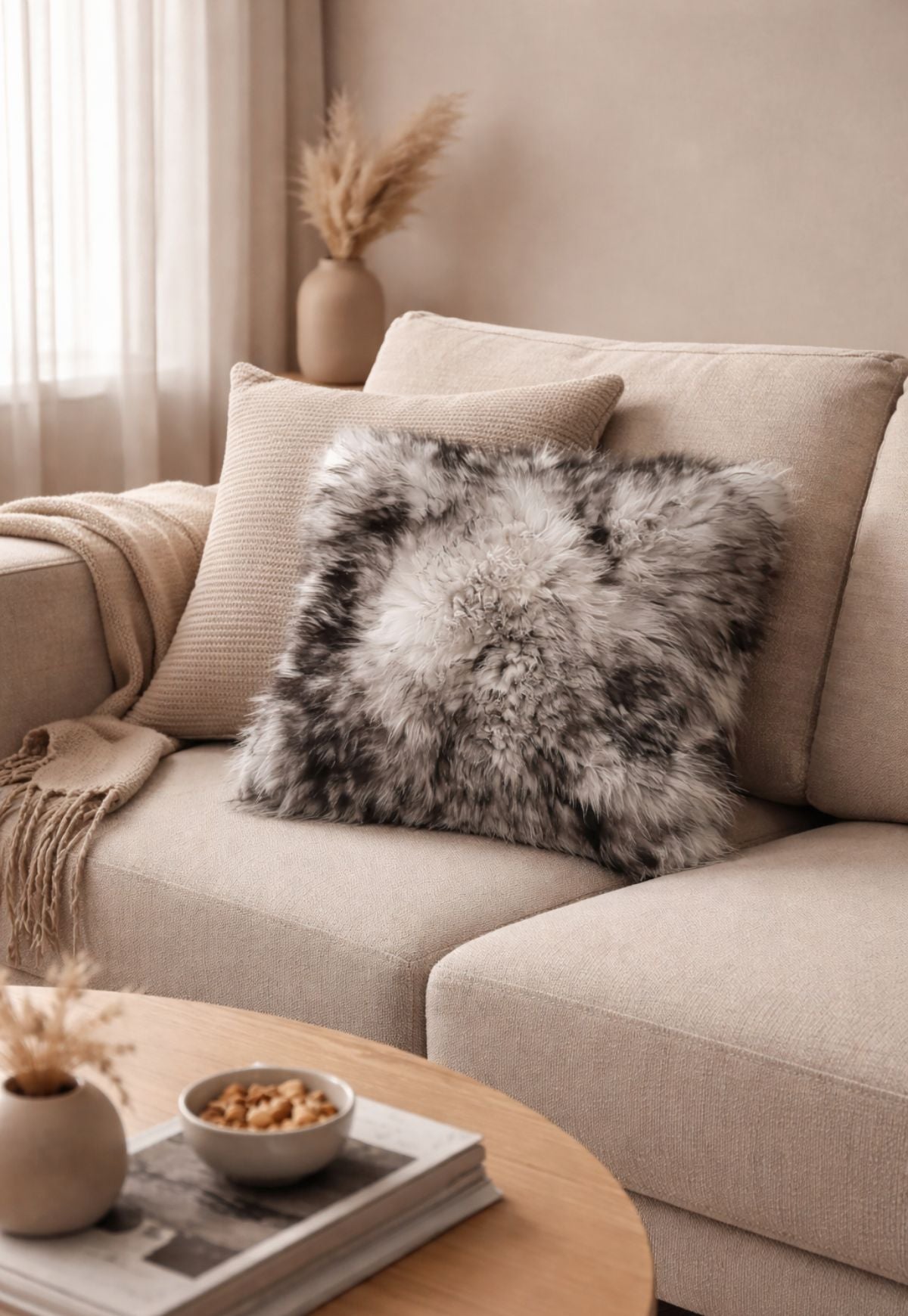 Lammfellkissen Merino Schwarzwald mit Inlett