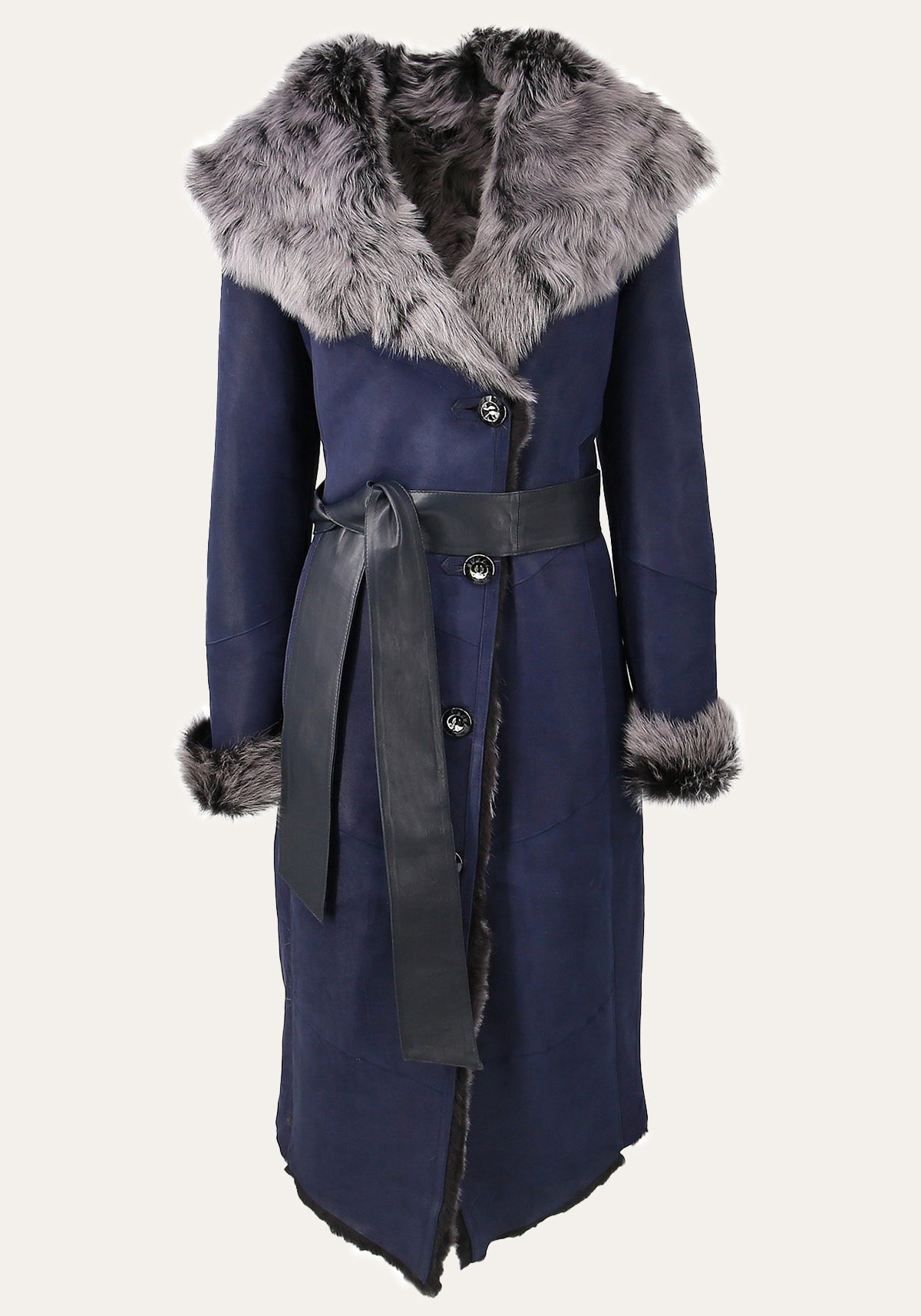 Hollert Blue Valmere - Midnight ręcznie szyty kożuch Toscana