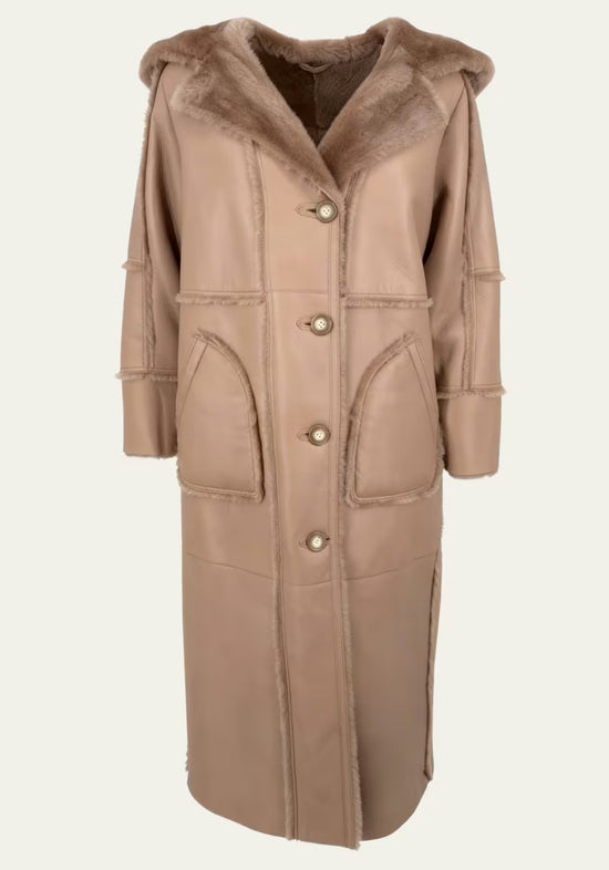 Shearling Lammfellmantel Camille - Feminine Eleganz in Beige