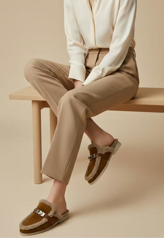 Siena Lammfell Damen Mules Braun
