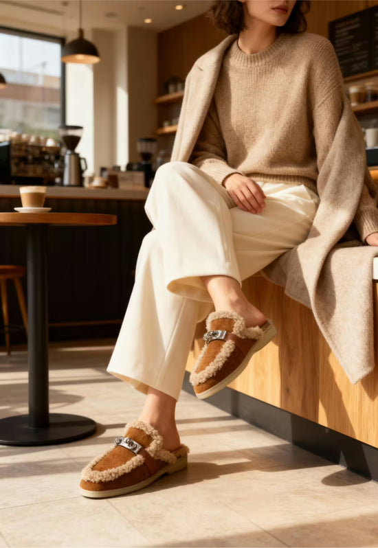 Siena Lammfell Damen Mules Braun