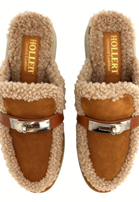 Siena Lammfell Damen Mules Braun