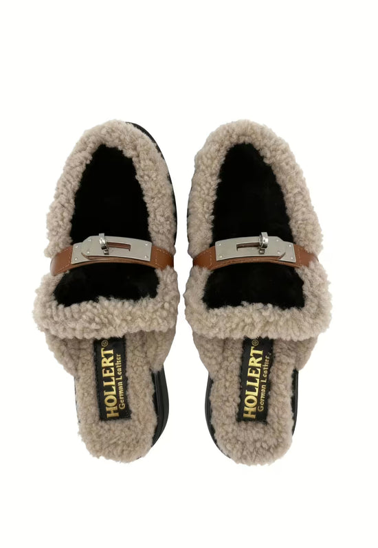 Siena Lammfell Mules Schwarz - Eleganz trifft Geborgenheit