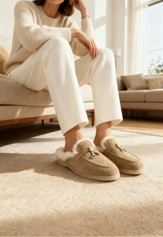 Fiorana Damen Lammfell Mules Sand