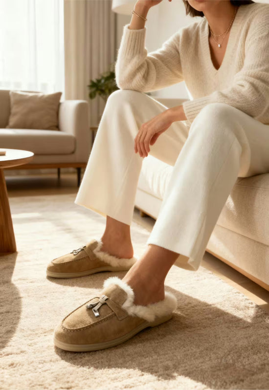 Fiorana Damen Lammfell Mules Sand