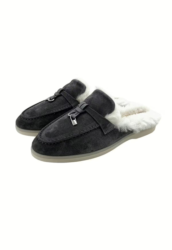 Fiorana Damen  Lammfell Mules Anthrazit