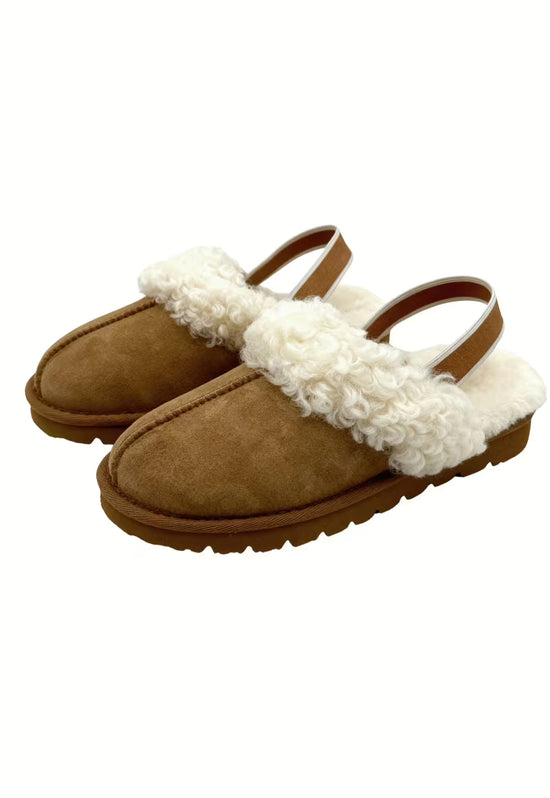Calora Damen Hausschuhe Lammfell Slipper