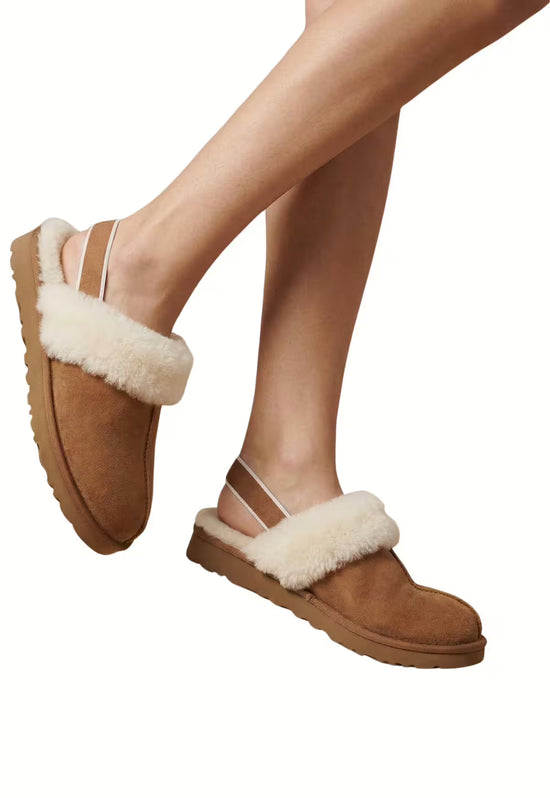Calora Damen Hausschuhe Lammfell Slipper