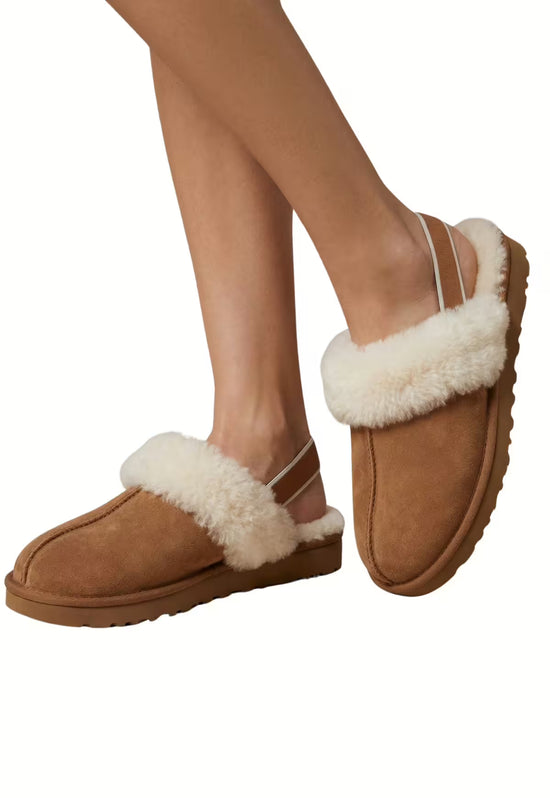 Calora Damen Hausschuhe Lammfell Slipper