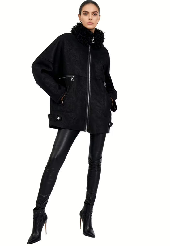 Shearling Jacke aus Lammfell mit stilvollem Curly Kragen