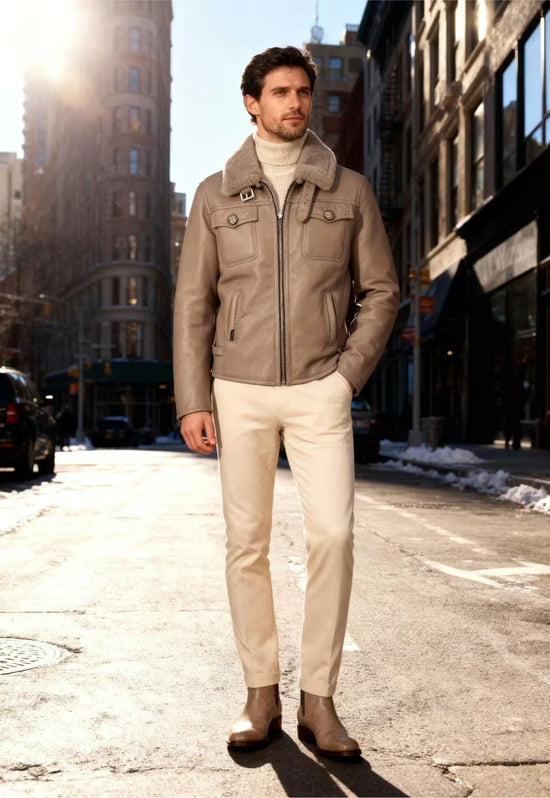 Shearling Herrenjacke Nevio – Elegante Raffinesse im modernen Stil