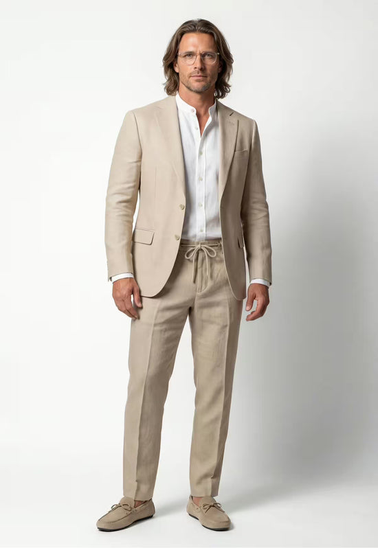 Leinen-Sakko in sanftem Beige aus reinem Leinen – natürliche Eleganz