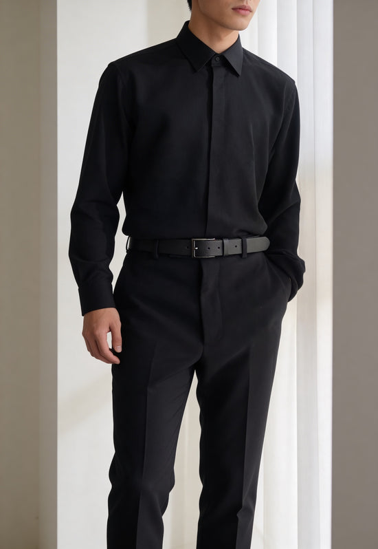 Pasek skórzany czarny z premium bawolej skóry Unisex