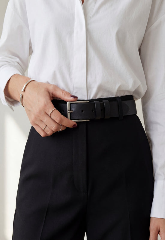 Pasek skórzany czarny z premium bawolej skóry Unisex