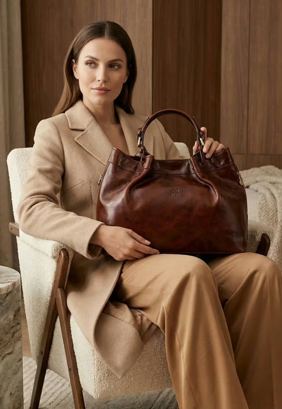 Luxus Tragetasche Handtasche aus Leder – Die Ikone Braun