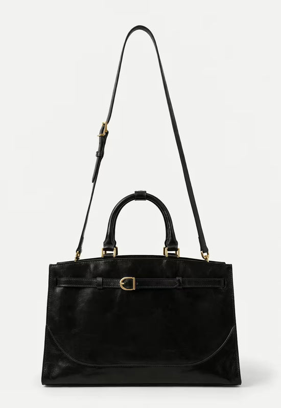 Elegante Leder Hobo Tasche - Noravia Schwarz