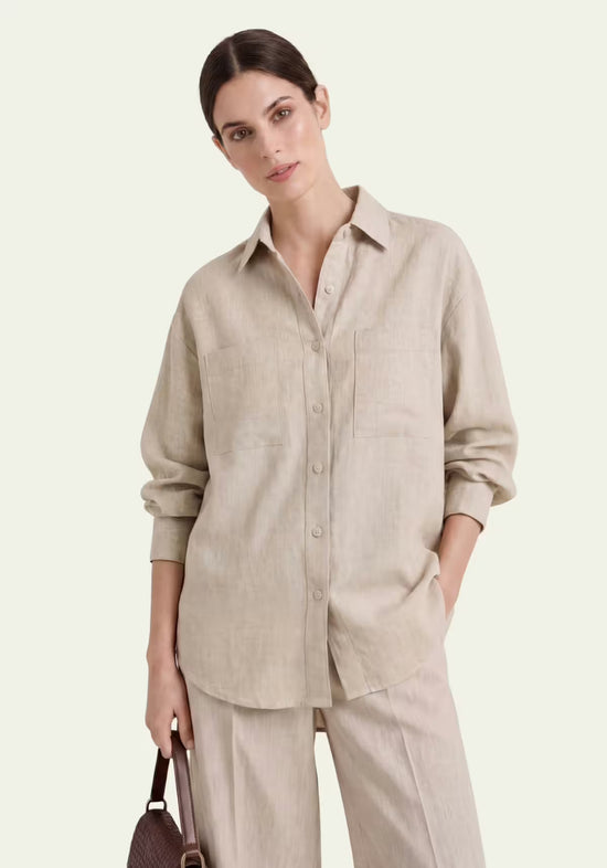 Damenhemd in Beige – Lässige Passform mit Eleganz