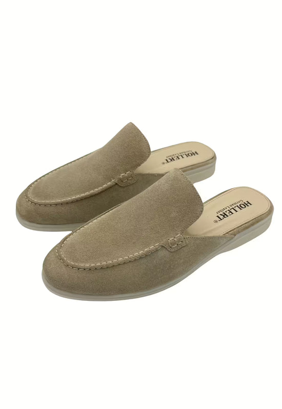 Herren Slipper Echtleder Beige HOL51