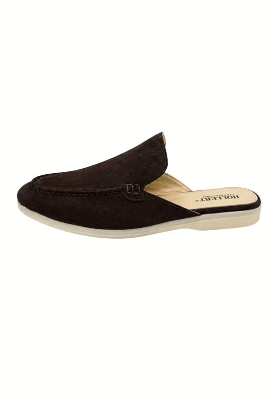 Herren Slipper aus Kalbsveloursleder in Schwarz (HOL51)