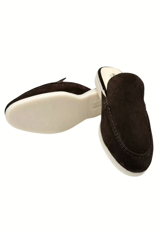 Herren Slipper aus Kalbsveloursleder in Schwarz (HOL51)