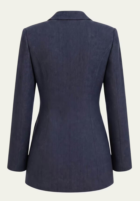Damenhemd & Damenhose Leinen Blau – Wickelblazer & Palazzo-Hose