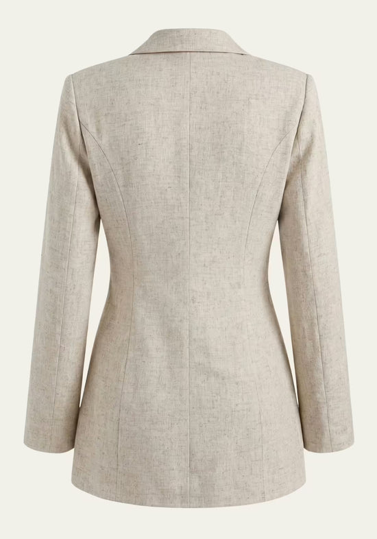 Damenhemd & Damenhose Leinen Beige – Wickelblazer & Palazzo-Hose