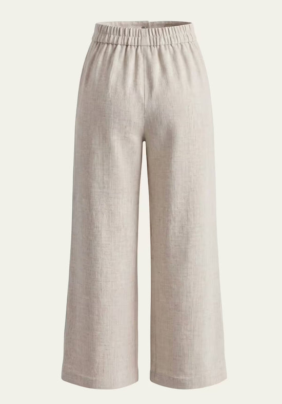 Damenhemd & Damenhose Leinen Beige – Wickelblazer & Palazzo-Hose