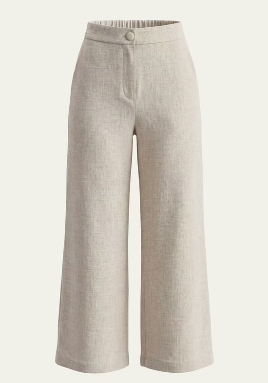 Damenhemd & Damenhose Leinen Beige – Wickelblazer & Palazzo-Hose
