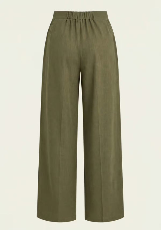 Damenhemd & Damenhose Leinen  Khaki – Langarm-Blazer & Palazzo-Hose