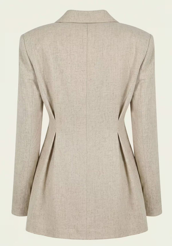 Damenhemd & Damenhose Leinen Beige – Langarm-Blazer & Palazzo-Hose