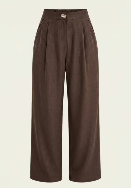 Damenhemd & Damenhose Braun – Langarm-Blazer & Palazzo-Hose