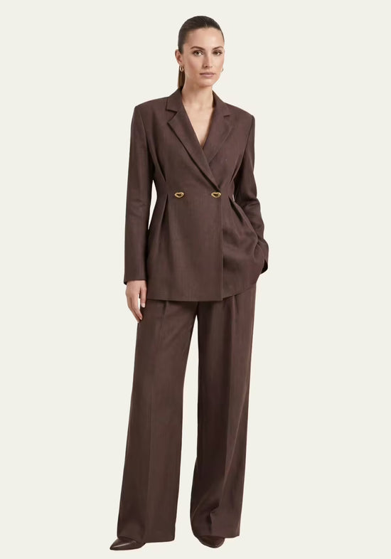 Damenhemd & Damenhose Braun – Langarm-Blazer & Palazzo-Hose