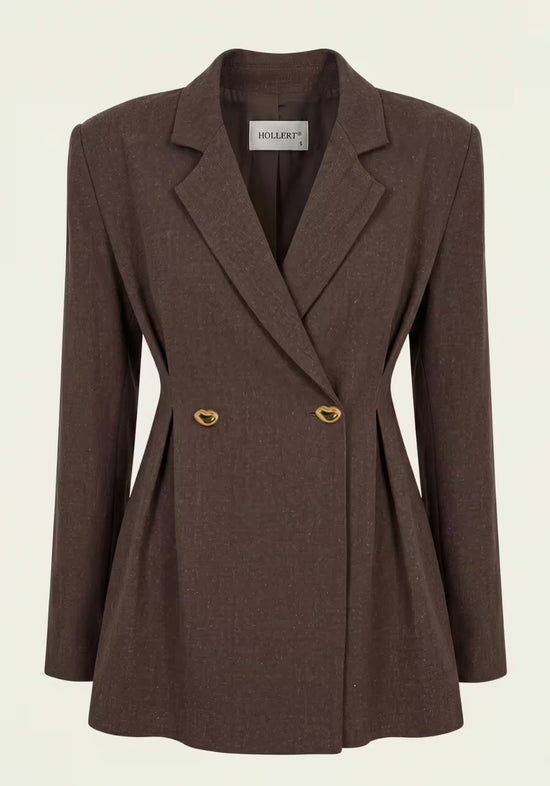 Damenhemd & Damenhose Braun – Langarm-Blazer & Palazzo-Hose