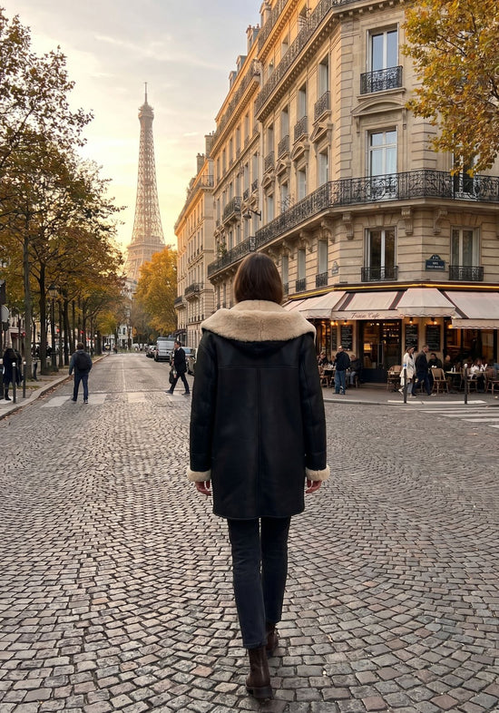 Damen Shearling Oversize-Jacke mit Kapuze