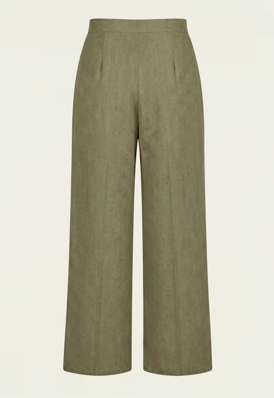 Damenhemd & Damenhose Leinen  Khaki – Blazer & Palazzo-Hose