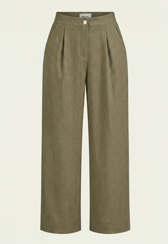Damenhemd & Damenhose Leinen  Khaki – Blazer & Palazzo-Hose