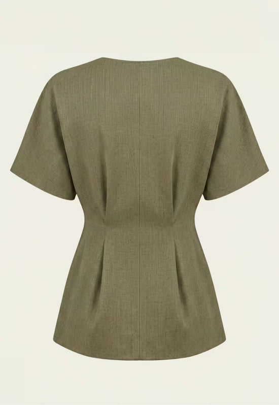 Damenhemd & Damenhose Leinen  Khaki – Blazer & Palazzo-Hose