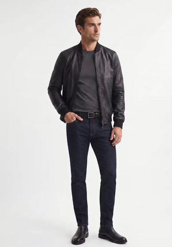 Lederjacke aus echtem Lammnappaleder