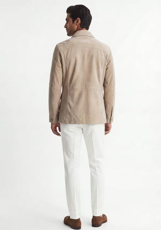 Lederjacke in Beige – Klassischer Safari-Stil