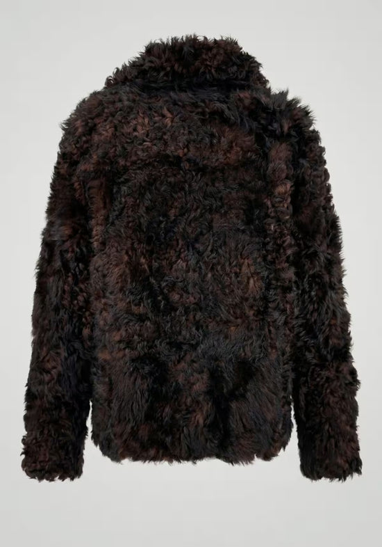 Curly Lammfell Wendejacke Dunkelbraun – Doppelseitiger Luxus