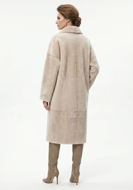 Exklusiver Shearling Lammfellmantel Cream – Zeitlose Luxus-Eleganz für Damen