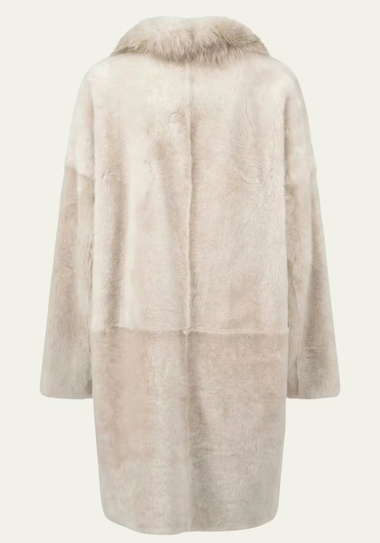 Exklusiver Shearling Lammfellmantel Creme Modell 1067